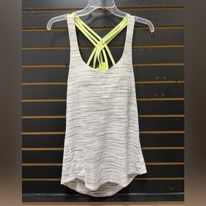 Lululemon Strappy Back Tank Top Built In Bra Gray Space Dye Size 8